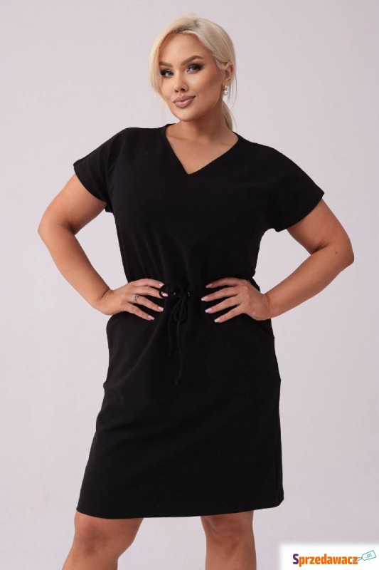 Dresowa czarna sukienka Bianca PLUS SIZE XXL WIOSNA - Sukienki - Wrocław