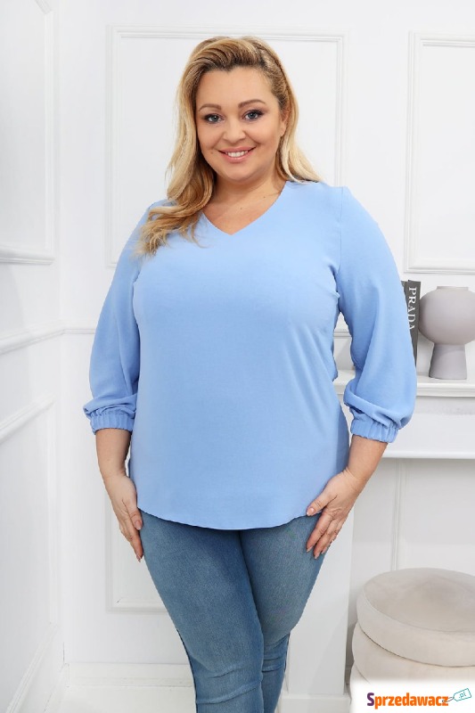 Elegancka klasyczna błękitna bluzka PLUS SIZE... - Bluzki, koszule - Opole