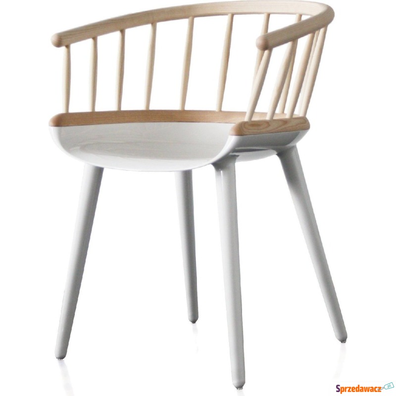 Krzesło Cyborg Stick biała rama dębowe oparcie - Krzesła kuchenne - Gniezno