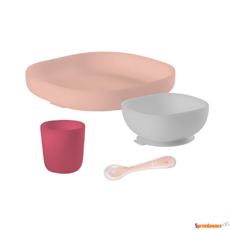 Zestaw Beaba Pink silikonowy - Naczynia, sztućce - Leszno