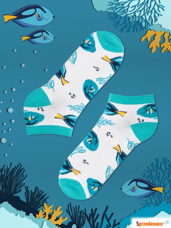 Niskie Skarpetki Urban Socks Blue Fishes Białe - Skarpety damskie - Kiełpino