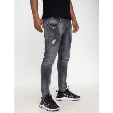 Spodnie Jeansowe Wycierane Skinny i8 Denim Destroyed Indigo G Szare