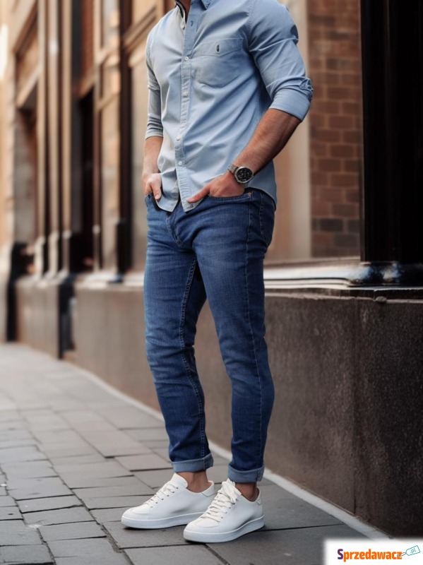 Spodnie Jeansowe Croll Basic Mustache Slim Niebieskie - Spodnie męskie - Stalowa Wola