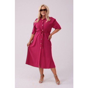 Elegancka amarantowa sukienka szmizjerka Giulia PLUS SIZE OVERSIZE XXL