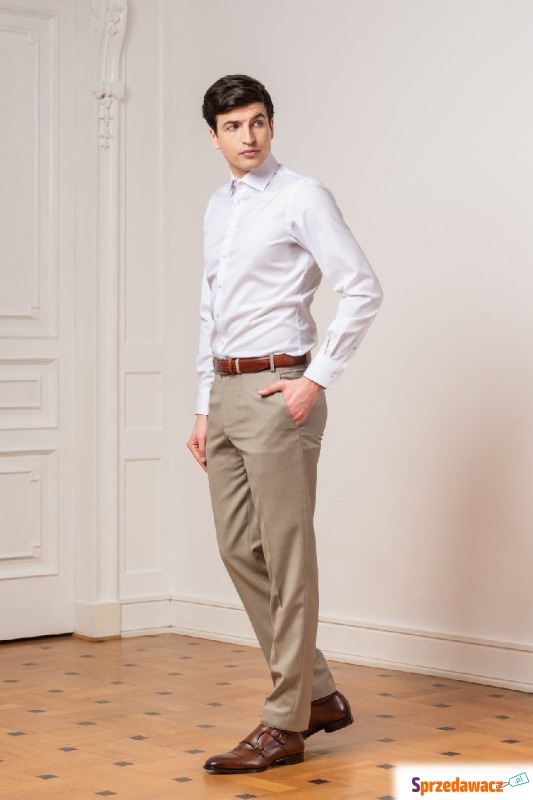 Klasyczne, spodnie garniturowe beżowe 44 - Spodnie męskie - Augustów