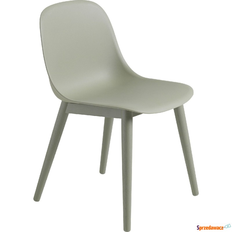 Krzesło Fiber szarozielone na drewnianych nogach - Krzesła kuchenne - Przemyśl