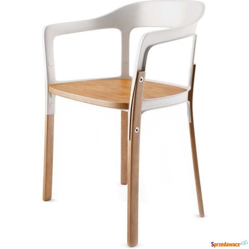 Krzesło Steelwood nogi i siedzisko naturalny buk... - Krzesła kuchenne - Chorzów