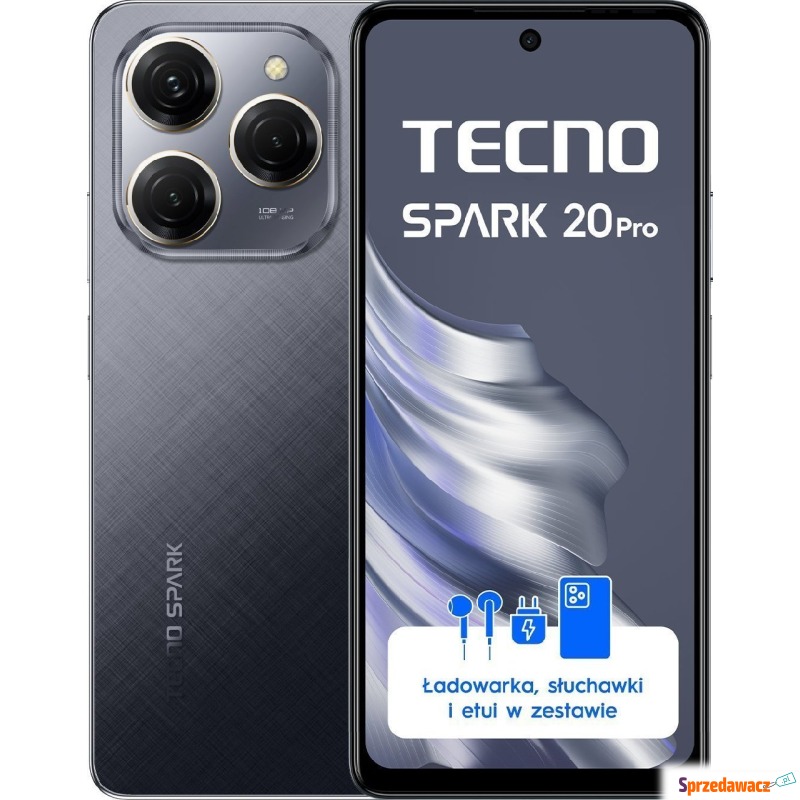 Smartfon Tecno Spark Spark 20 Pro 12/256GB Czarny... - Telefony komórkowe - Kędzierzyn-Koźle