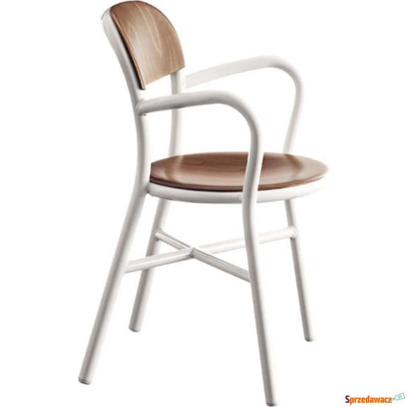 Krzesło Pipe z podłokietnikami białe, jasny buk - Krzesła kuchenne - Łapy