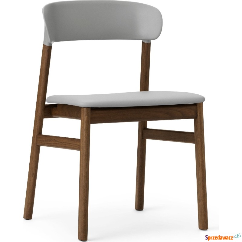 Krzesło Herit ciemny dąb siedzisko skórzane szare - Krzesła kuchenne - Gdynia