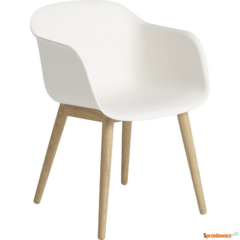 Fotel Fiber biały na drewnianych nogach - Krzesła kuchenne - Głogów
