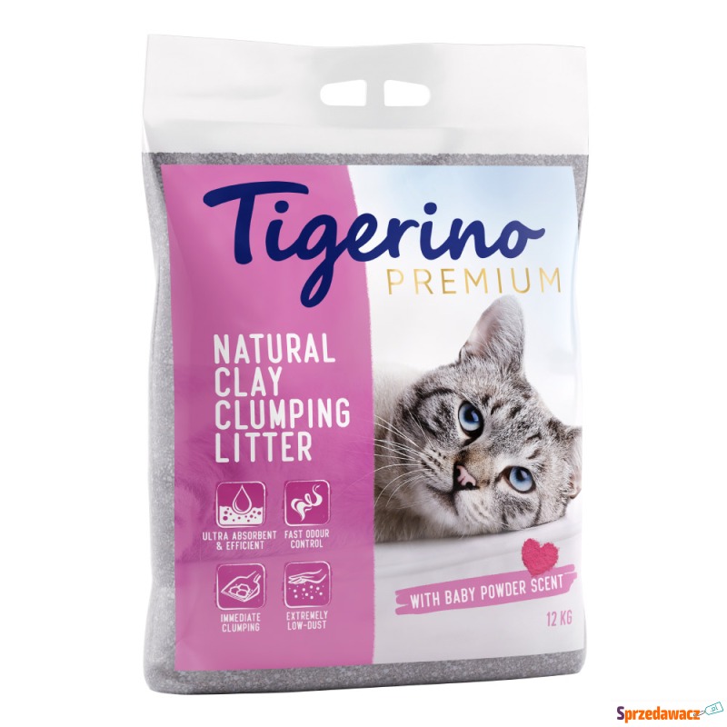 Tigerino Premium, żwirek dla kota - zapach pudru... - Żwirki do kuwety - Leszno