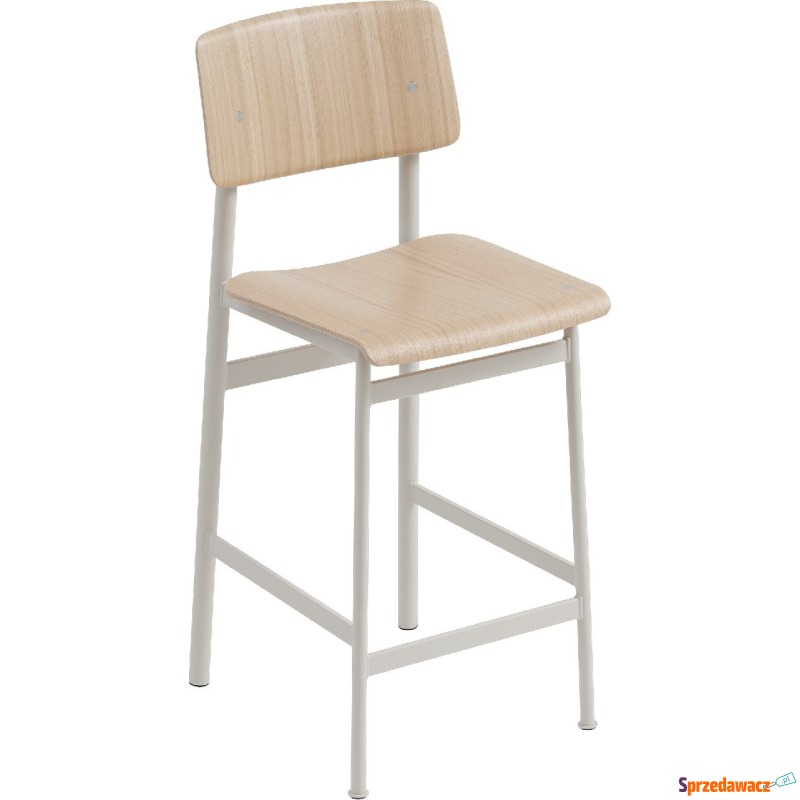 Stołek Loft 65 cm jasny dąb nogi szare - Taborety, stołki, hokery - Leszno