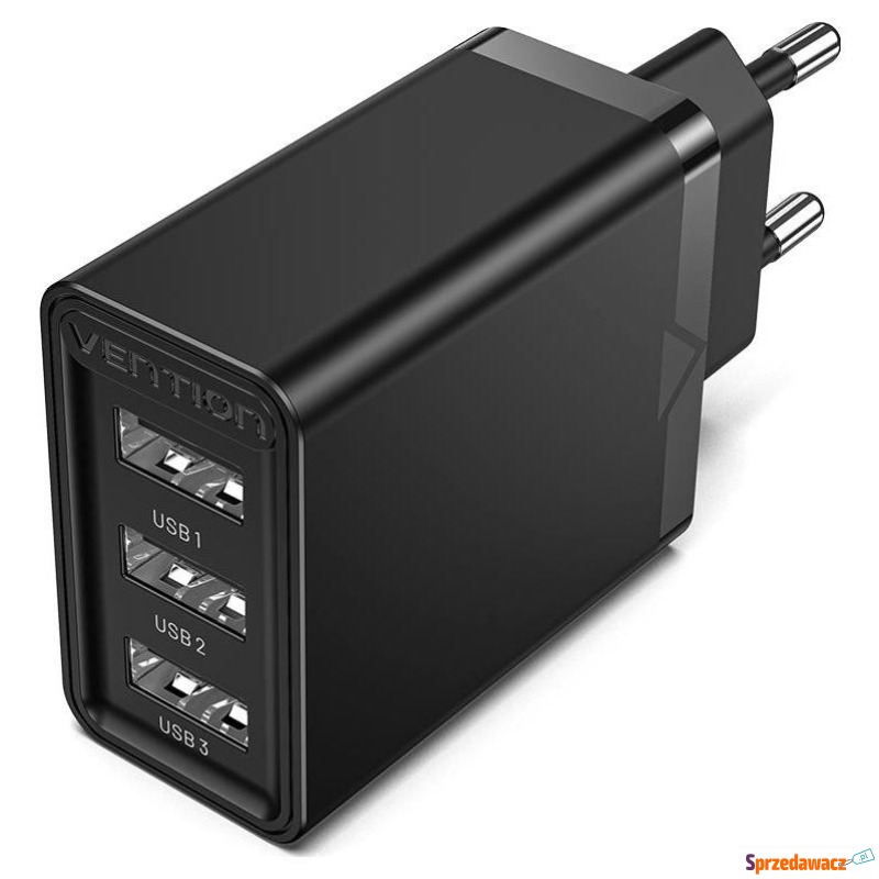 Vention FEAB0-EU 3x USB, 2.4A, 12W (czarna) - Ładowarki sieciowe - Lubowidz