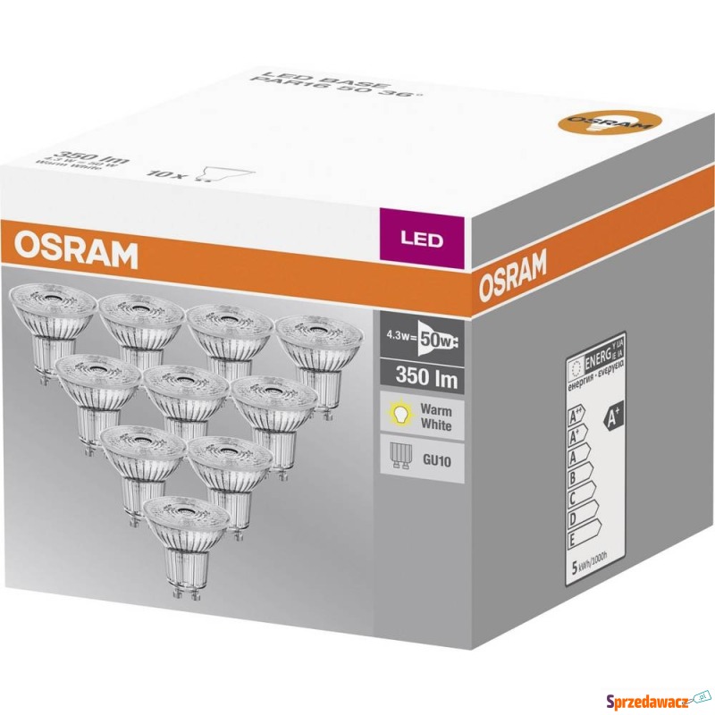 10x Żarówka LED Osram 4,3W (50W) GU10 PAR16 36D... - Żarówki i oprawki - Grudziądz