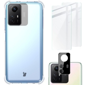 Etui + 2x szkło + obiektyw Bizon Case Clear Pack do Xiaomi Redmi Note 12S, przezroczyste