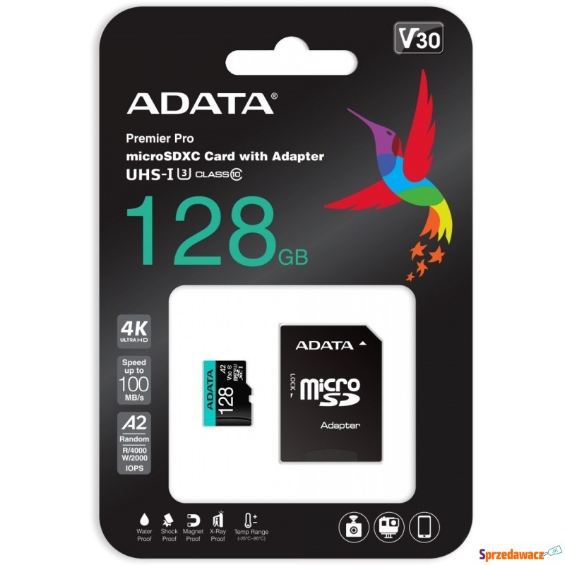 ADATA Premier Pro microSDXC 128GB 100R/80W UHS-I... - Karty pamięci, czytniki,... - Bielsko-Biała