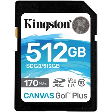 Kingston SDXC Canvas Go Plus 512GB 170R C10 UHS-I U3 V30