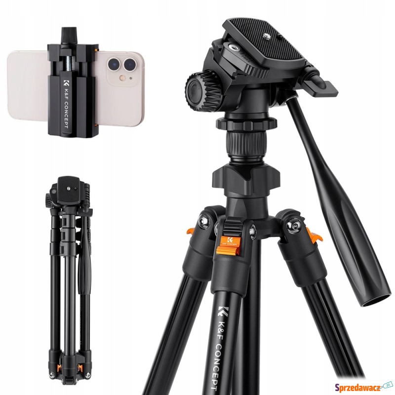 Tripod K&F Concept do Aparatu + Głowica Video... - Lampy błyskowe, statywy - Płock