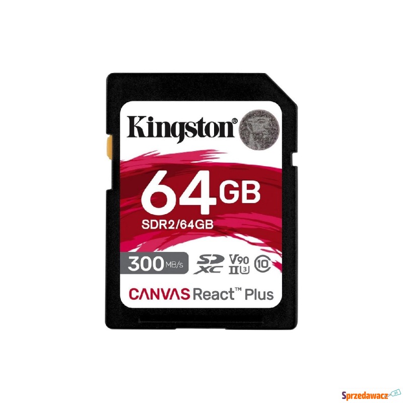 Kingston SDXC Canvas React Plus 64GB 300R/260W... - Karty pamięci, czytniki,... - Toruń