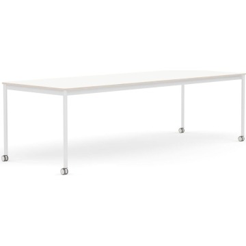 Stół na kółkach Base 90 x 250 cm biały laminowany nogi białe