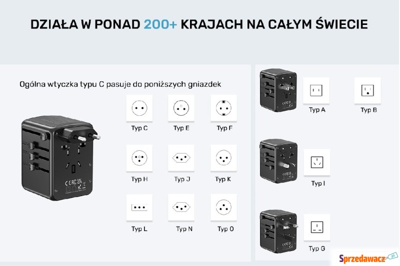 Unitek Ładowarka podróżna EU/US/UK/AUS PD 35 W - Ładowarki sieciowe - Łódź