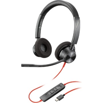 Nauszne Plantronics Blackwire 3320 Czarne USB-C