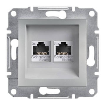 Gniazdo komputerowe Schneider Asfora EPH4400161 podwójne RJ45 kategoria 5e UTP aluminium - wysyłka w