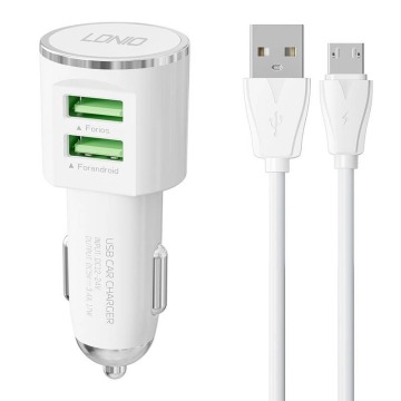 Ldnio DL-C29, 2x USB, 3.4A + Ldnio microUSB (biała)