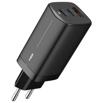 iBOX ILUC65B GaN 65W PD3.0/QC4.0+/Samsung Adaptive Fast Charge 2x USB-C 1x USB-A kabel USB-C 1,5m cz