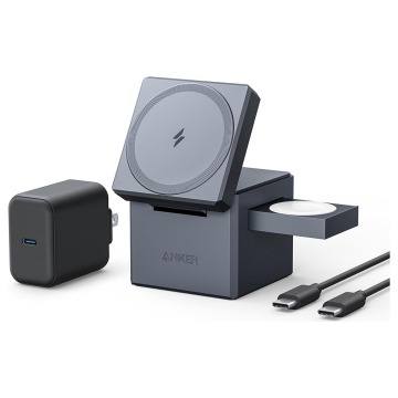 Anker 3-in-1 Cube MagSafe szara