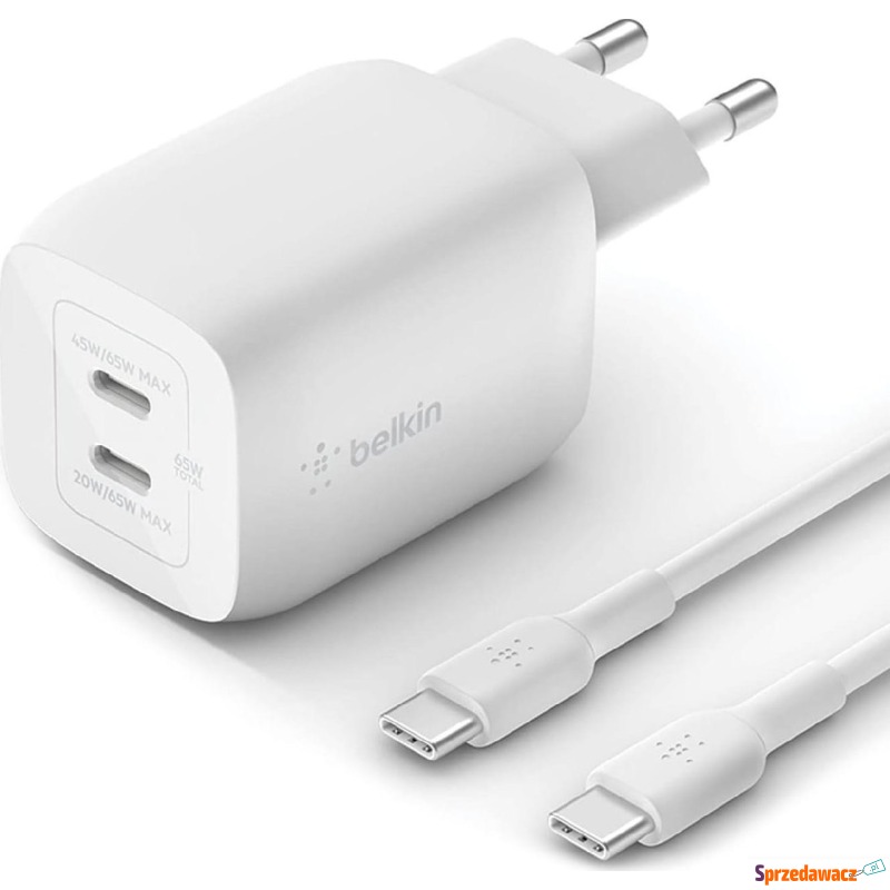 Belkin 65W Dual USB-C GaN W/PVC 5A, C-C, 2.0m - Ładowarki sieciowe - Wodzisław Śląski