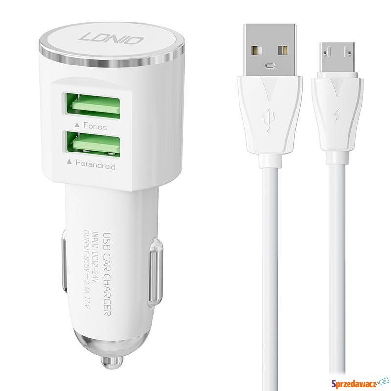 Ldnio DL-C29, 2x USB, 3.4A + Ldnio microUSB (biała) - Ładowarki sieciowe - Sosnowiec