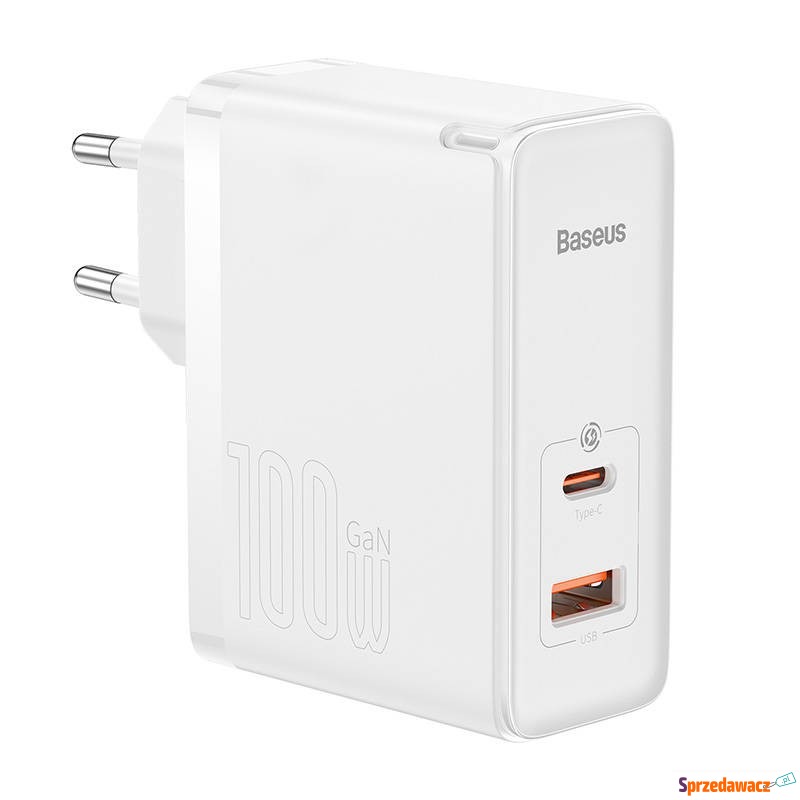 Baseus GaN5 Pro, USB-C + USB, 100W + kabel (biała) - Ładowarki sieciowe - Koszalin