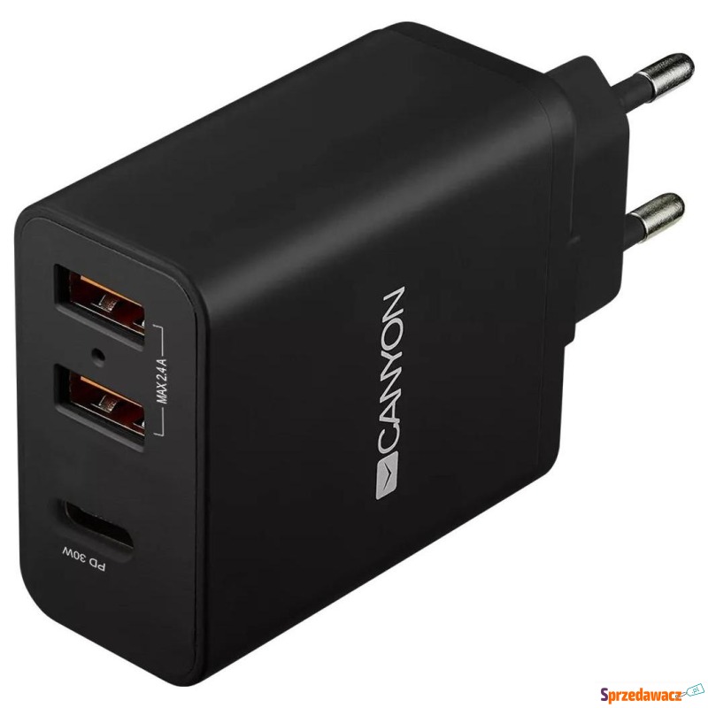 Canyon H-08 2x USB-A 1x USB-C 42W PD Czarna - Ładowarki sieciowe - Świętochłowice