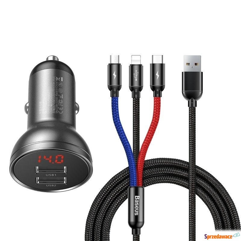 Baseus z wyświetlaczem 24W + kabel USB 3w1 Baseus... - Ładowarki sieciowe - Ruda Śląska