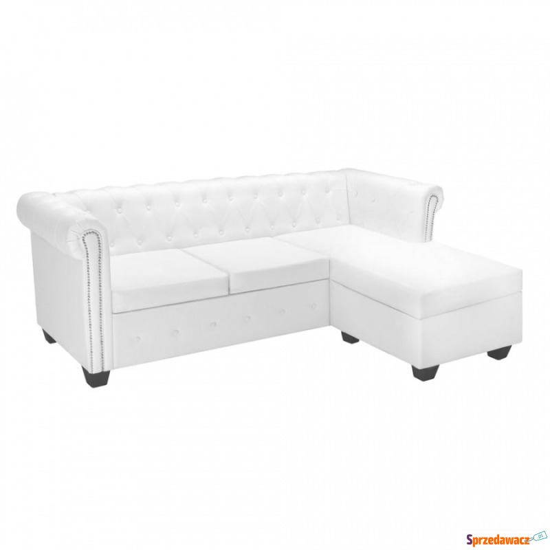 Sofa Chesterfield w kształcie litery L, sztuczna... - Sofy, fotele, komplety... - Rzeszów