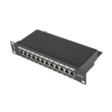 Patch panel Lanberg Patch Panel 12 port 1U 10'' kat.5E FTP ekranowany czarny