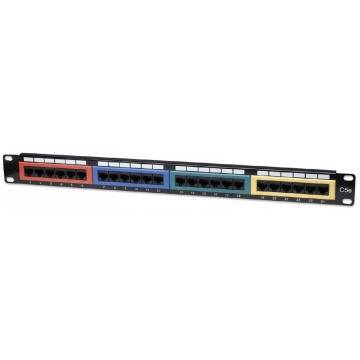 Patch panel Intellinet 513678 Patch panel UTP Cat5e 1U 24-portowy, 4 kolorowe sekcje