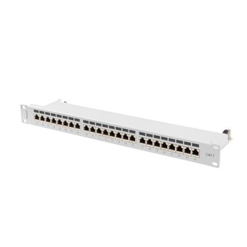 Patch panel Lanberg Patch Panel 24 port 1U 19'' kat.7 FTP ekranowany szary