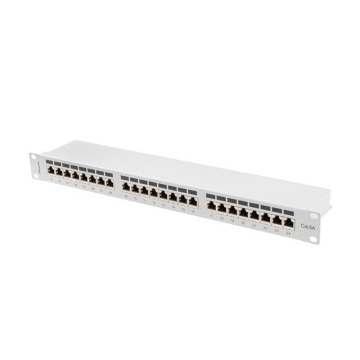 Patch panel Lanberg Patch Panel 24 port 1U 19'' kat.6A FTP ekranowany szary