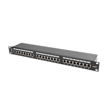 Patch panel Lanberg Patch Panel 24 port 1U 19'' kat.6 FTP ekranowany czarny