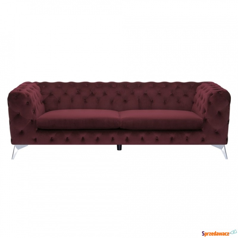 Sofa welurowa bordowa SOTRA - Sofy, fotele, komplety... - Gliwice