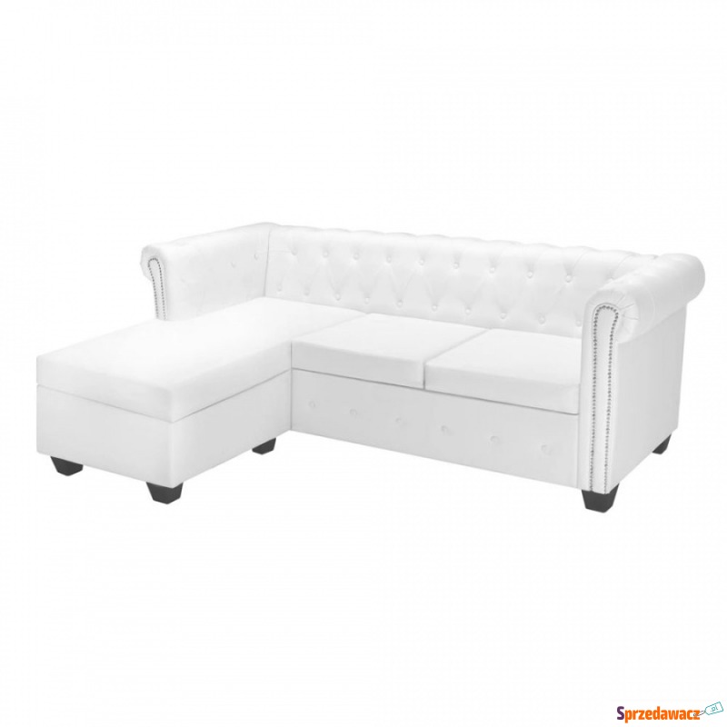 Sofa Chesterfield w kształcie litery L, sztuczna... - Sofy, fotele, komplety... - Siemianowice Śląskie