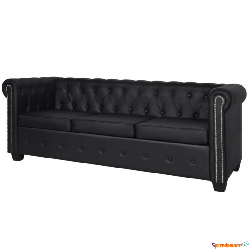 Sofa 3-osobowa w stylu Chesterfield, sztuczna... - Sofy, fotele, komplety... - Siedlce