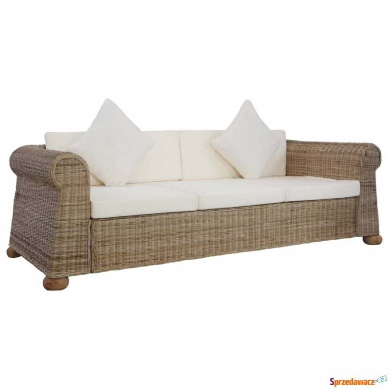 3-osobowa sofa z poduszkami, naturalny rattan - Fotele, sofy ogrodowe - Słupsk