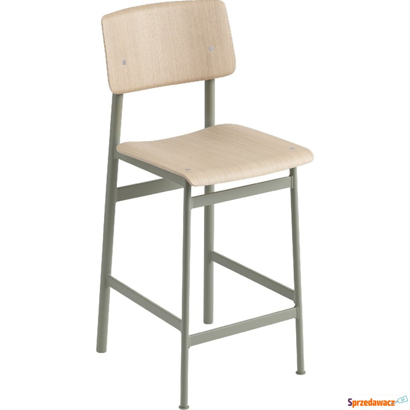 Stołek Loft 65 cm jasny dąb nogi szarozielone - Taborety, stołki, hokery - Nysa