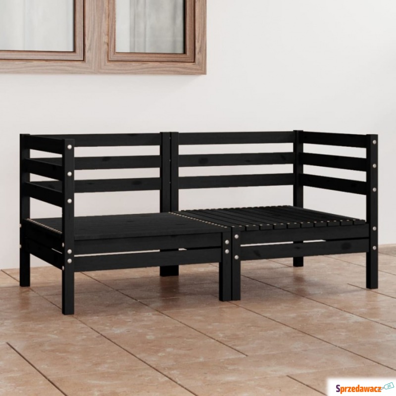 2-osobowa sofa ogrodowa, czarna, lite drewno sosnowe - Fotele, sofy ogrodowe - Starachowice