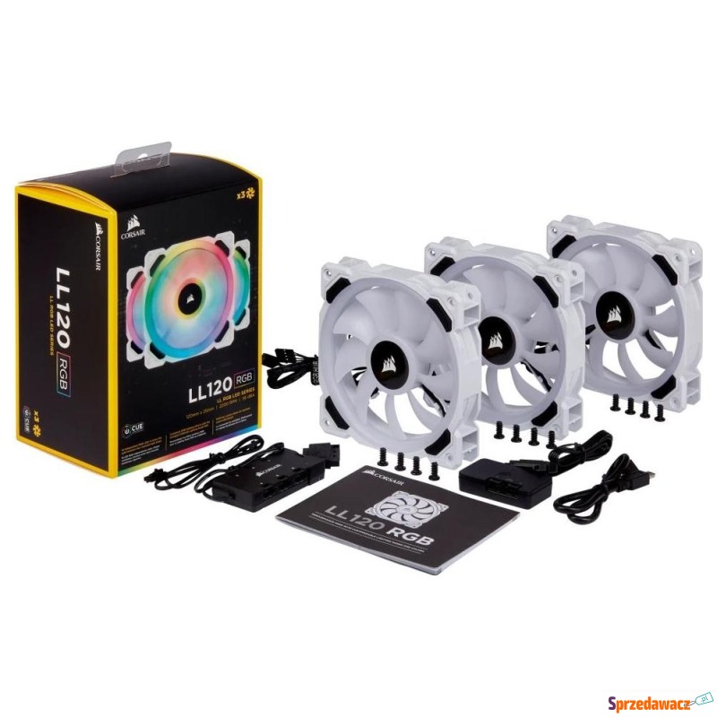 Corsair L120 RGB 120mm 3-pack + Hub White CO-... - Chłodzenie (Wiatraki,... - Zielona Góra