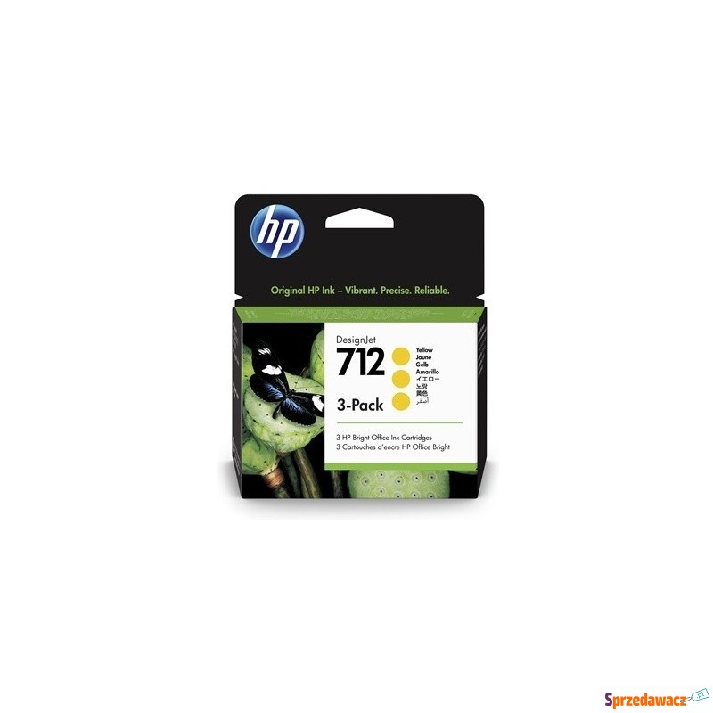 HP Inc. Ink 712 3-Pack 29ml Yellow 3ED79A - Tusze, tonery - Wrocław